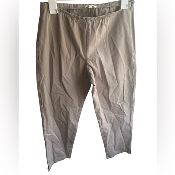 Eileen Fisher Women’s Tan Cropped Cotton Side Zip Elastic Waist Size Small‎ Pant - Picture 1 of 7